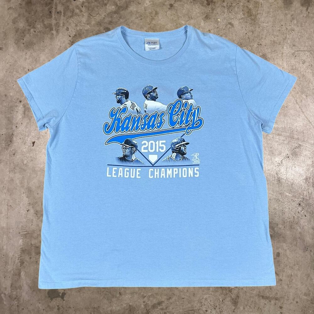 Kansas City Royals 2015 League Champion T-Shirt MLB Baseball Tee Blue Womens XL